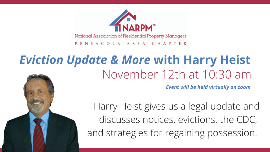 November NARPM Meeting Eviction Update and More with Harry Heist 